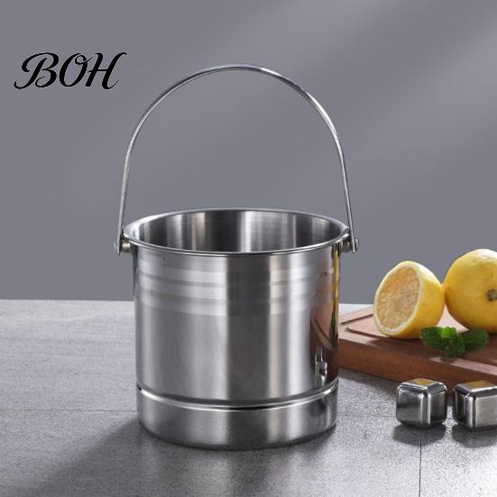 Portable Bar Ice Bucket Stainless Steel with Removable Strainer, Wine Champagne KTV Cooler for Beer Red Wine, Snacks Home Gatherings