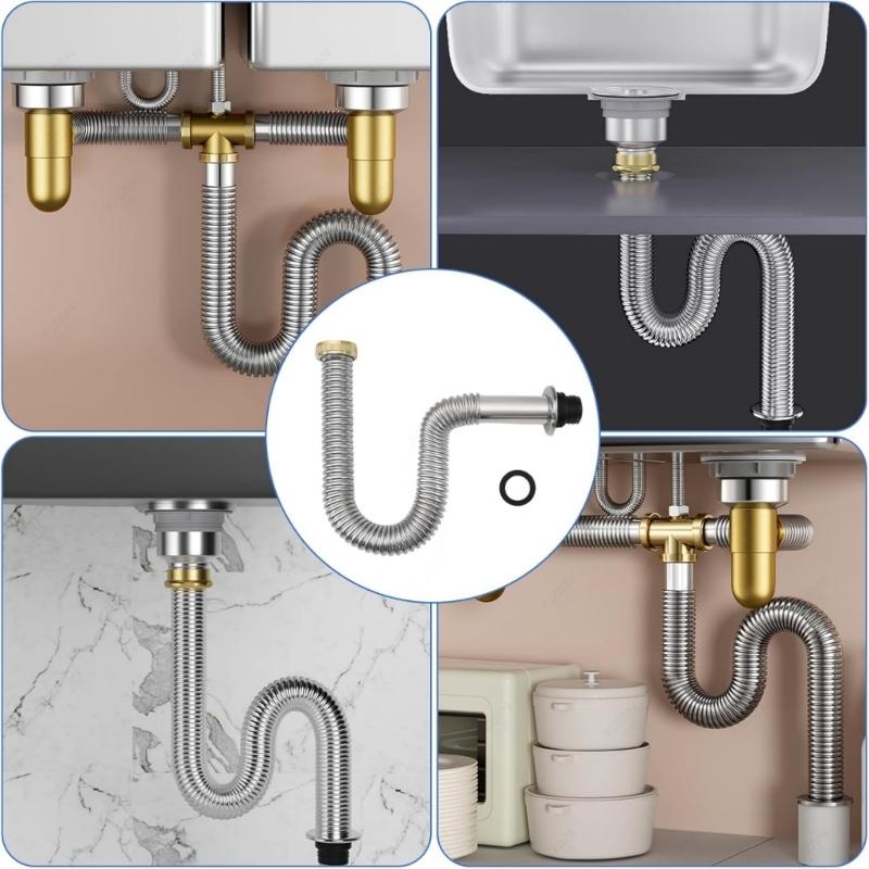 Cap Single Slot Drain Pipe With Silicone Seal Flexible Sink Drain Hose For Odors Prevention And Leakproof