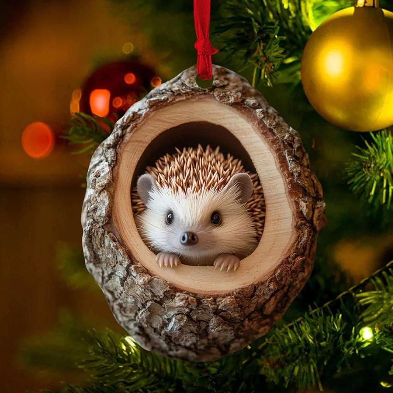 

2025 Рождественские украшения в виде животных, акриловые украшения в виде животных для рождественской елки 2D Лесные рождественские украшения в виде енота, совы, кролика one size красный