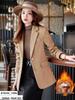 Women's Black Wool Suit Jacket - Autumn/Winter 2025, Petite Fit, Stylish Casual, Thick & Padded