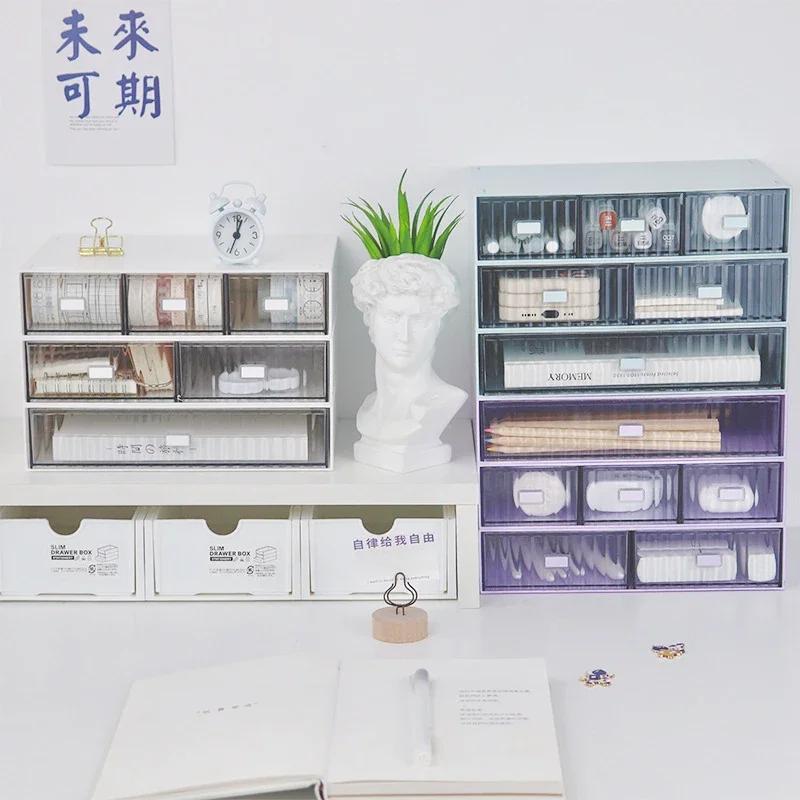 Stackable Plastic Drawer Organizer Modular Makeup Jewelry Storage Box Office Desktop Free Combination Stationery Organizer