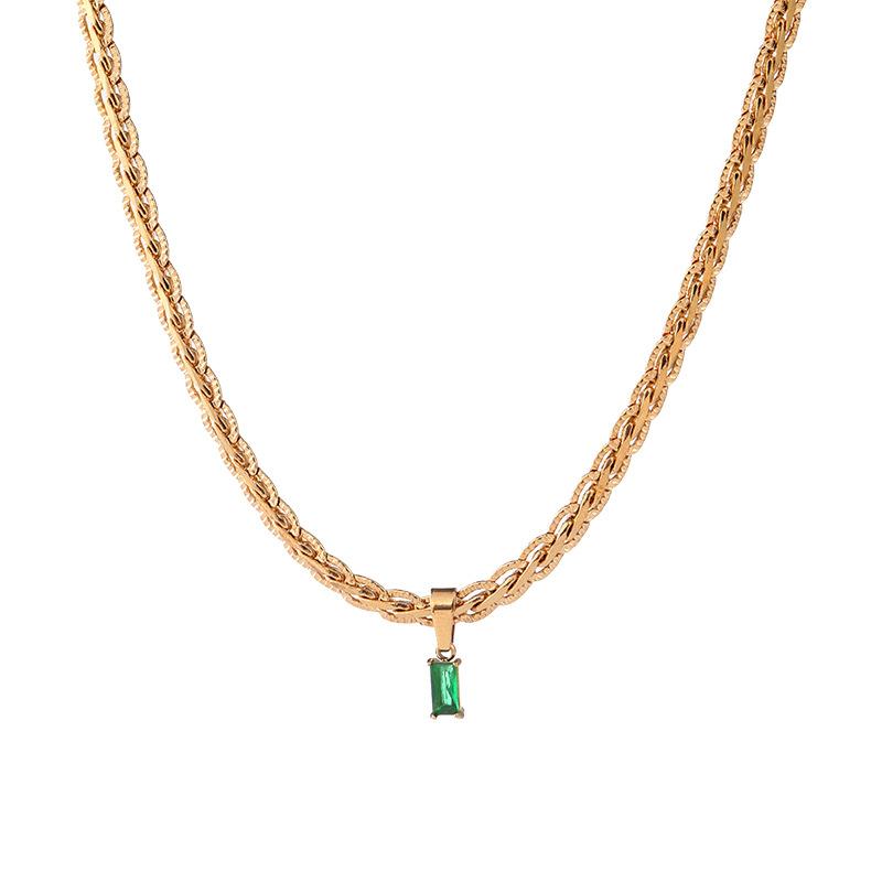 Vintage Zircon Necklace Simple Vacuum Plated Keel Chain
