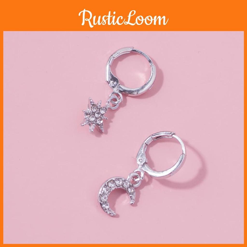 Elegant Star Minimalist Moon Earrings Geometric Alloy Jewelry Perfect For Gifting