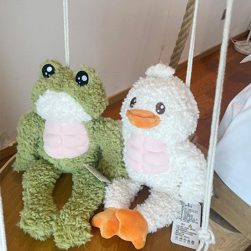 Funny Ugly Cute Duck Duck Doll Muscle Frog Plush Toy Green Throw Pillow Doll Men And Women Birthday Gift Sand Sculpture