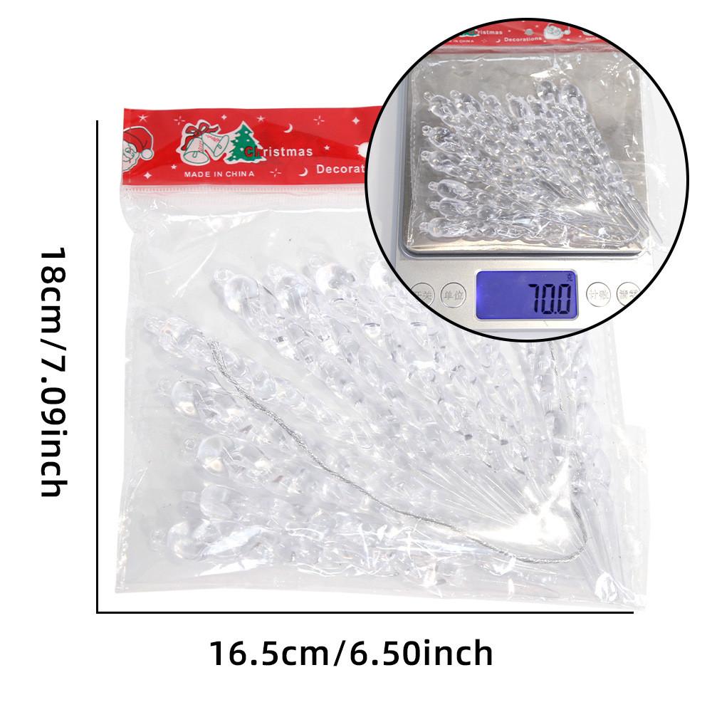 Transparent Icicle Ornaments For Christmas Tree Festive Holiday Decorations Pack Of 12
