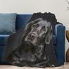 Labrador Printed Flannel Blanket Black Dog Blanket Pet Blanket Dog Lovers Gift Blanket