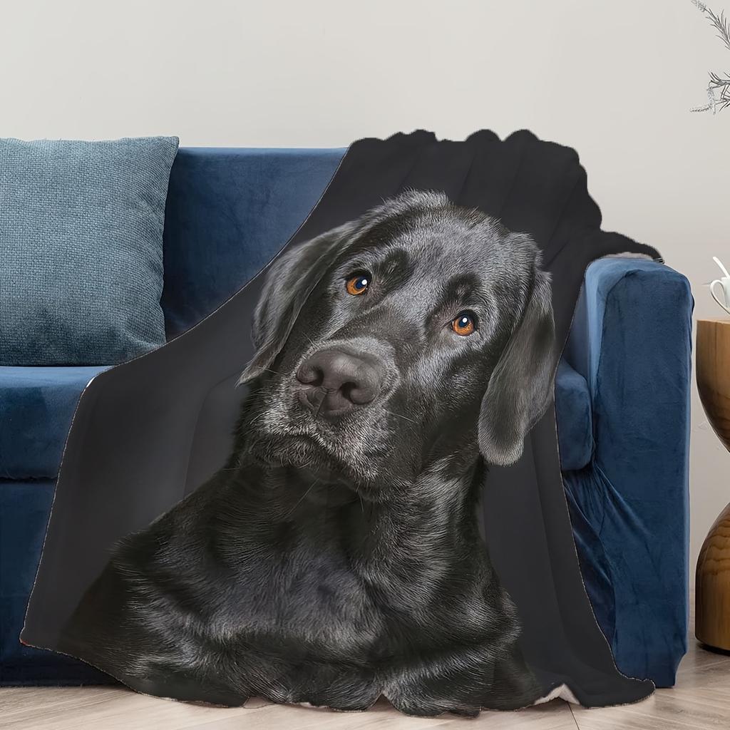 Labrador Printed Flannel Blanket Black Dog Blanket Pet Blanket Dog Lovers Gift Blanket