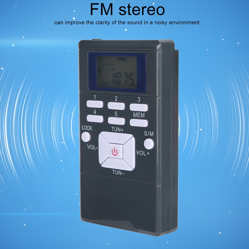 QQT102 Professional Radio Portable FM Stereo Receiver with LCD Display Earphone