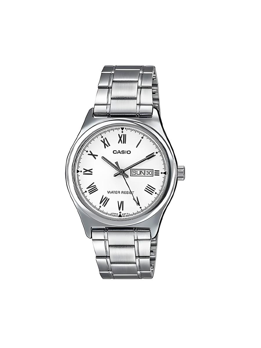 Casio Men's White - Stainless Steel Strap, Dial, Quartz Watch With Date Mtp-V006d-7B