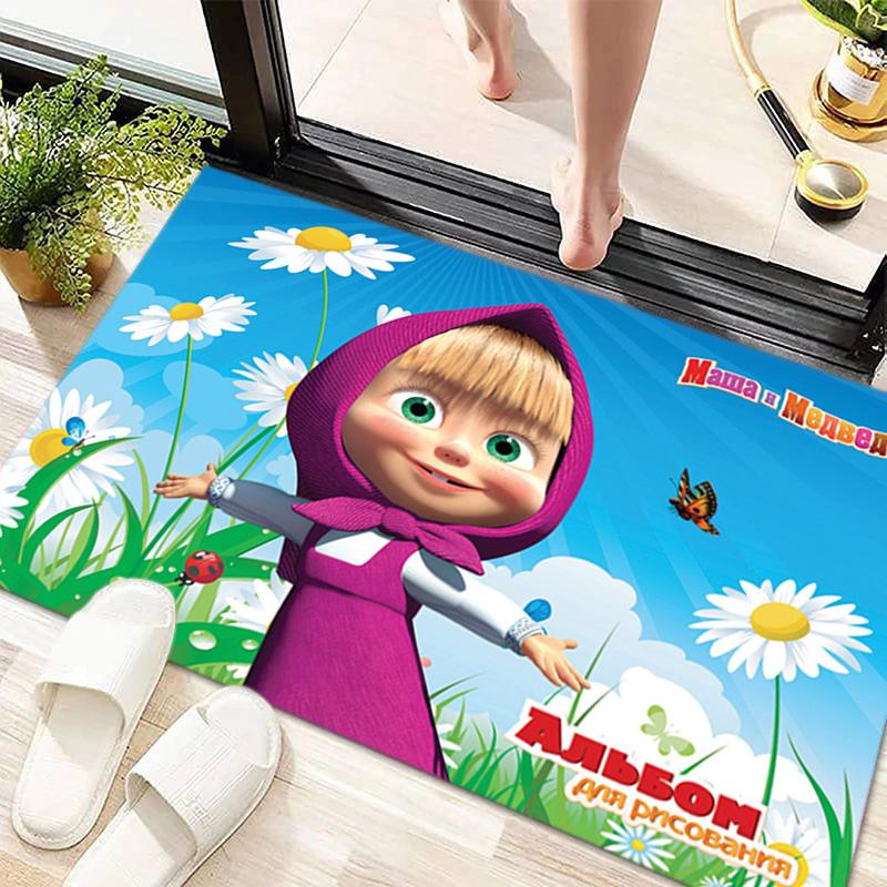 Russian animation Masha and the Bear Fairy Tale Cartoon Carpet Soft Home Living Room Bedroom Door Mat Outdoor Picnic Ground Mat rug T8