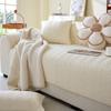 Coussin de Canapé en Coton Lavé Universel Fixe Antidérapant Coussin d'Assise Couleur Unie Matelassé Housse de Canapé Intégrale Tissu Serviette