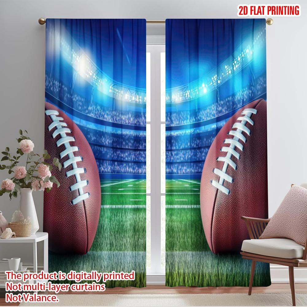 

2pcs,2D plane printing Light Filtering Curtains Gridiron Game Day Durable Polyester (without rod) Holiday for Bedroom Office 52.50×116.00 CM 2pcs