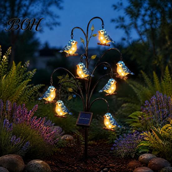 Metal Home And Garden Art Solar Bird Light, Decorative Outdoor Yard Stake Decor for Balcony Weather Resistant Statue Light Lawn Patio Pathway Backyard