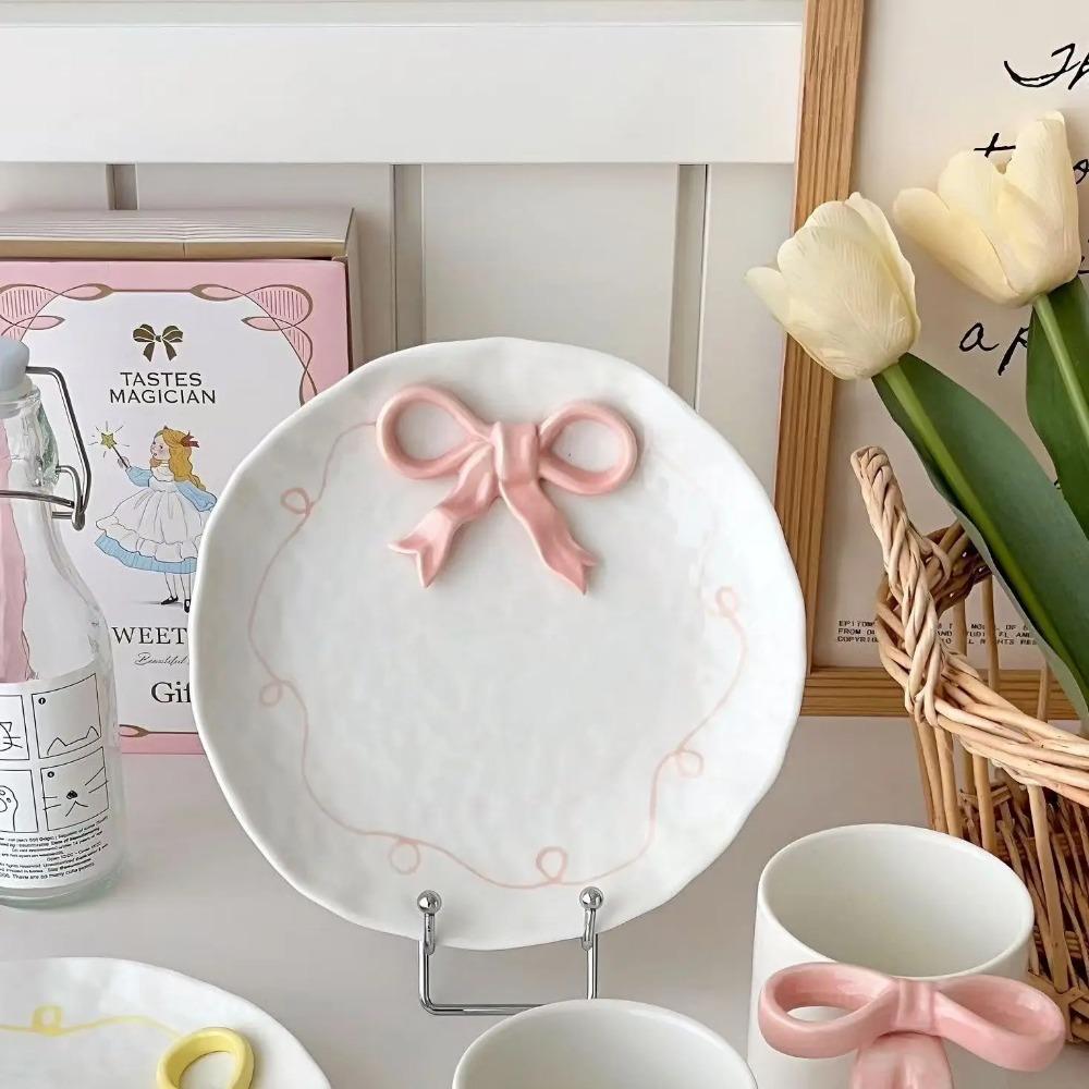 Premium Bowknot Ceramic Mug Creative Water Cup New Breakfast Cup Coffee Cup Women's Home Drinkware Breakfast Plates, Tableware
