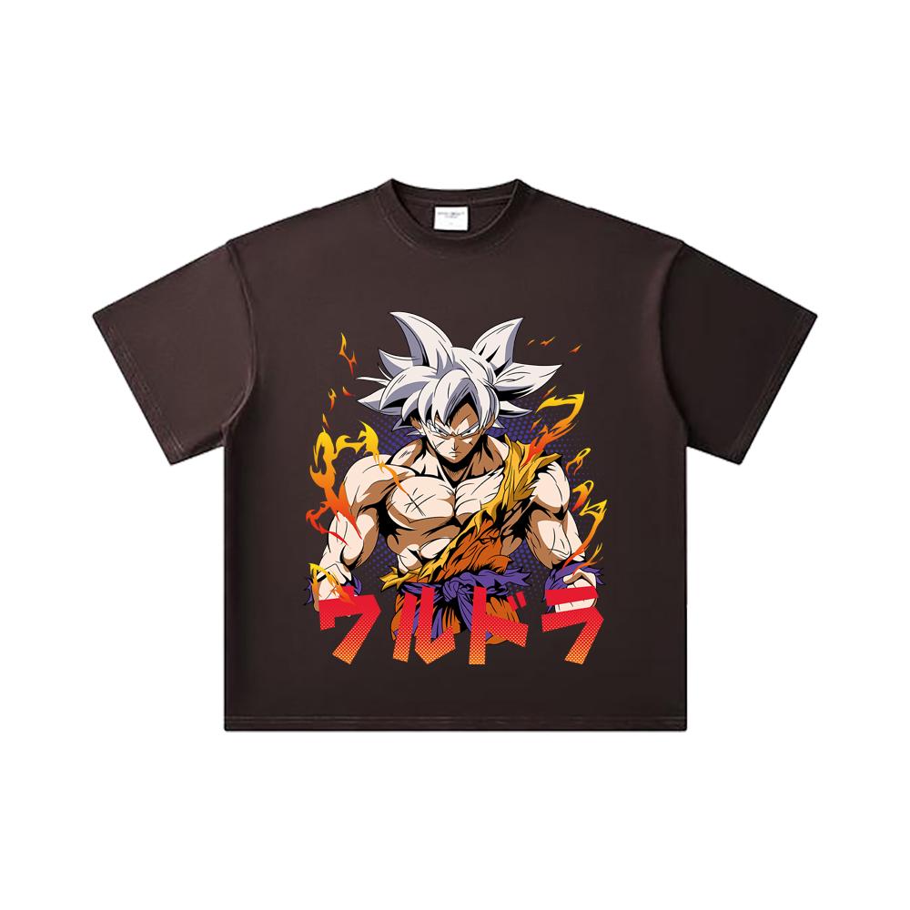 260 GSM Double Yarn 32 Count 100% Cotton Dragon Ball V11 Goku Ultra Print Unisex Heavy Cotton T Shirt