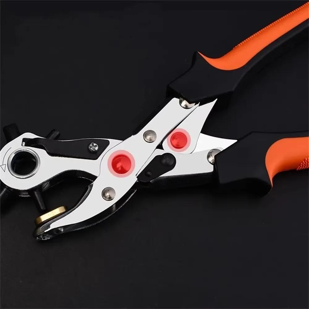 Leather Punching Pliers High Carbon Steel Anti Slip Handle Watch Band Belt Punch Multi-Function Round Hole DIY Tool Accessories