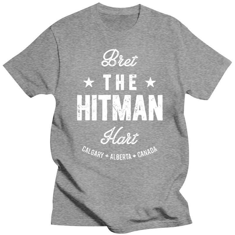 New arrived black short sleeve brand men fashion top Bret The Hitman Hart Vintage Fight Type T-Shirt Funny Cotton Tee Gift Men S
