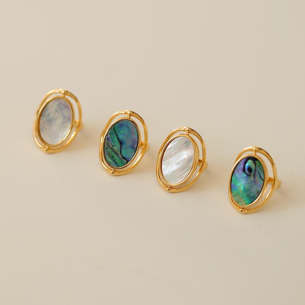 Finger Jewelry Flippable Rings Double Sided Rotatable Opal Rings Gothic Geometric Oval Rings  Girls