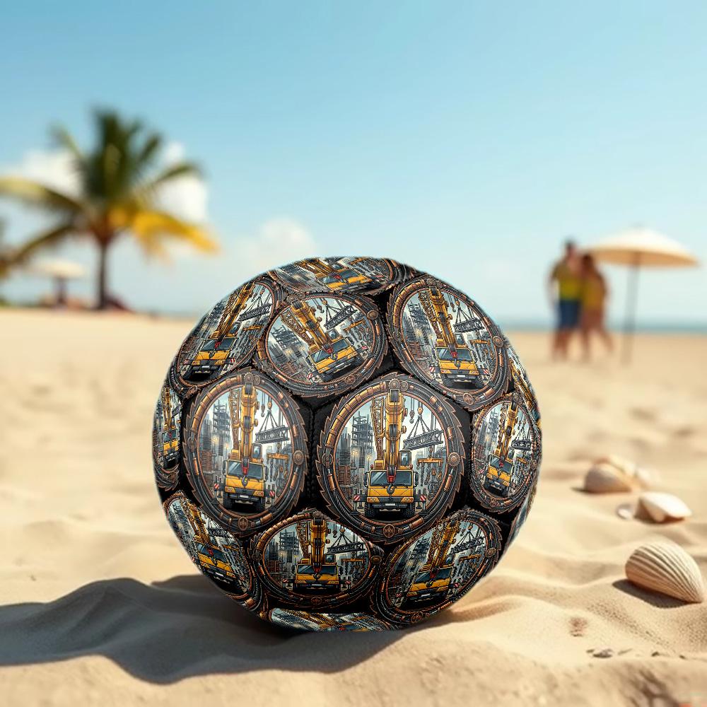 Construction Crane Emblem Round Football Size 5 Adult Ball Suitable for Training Matches and Outdoor Team.
