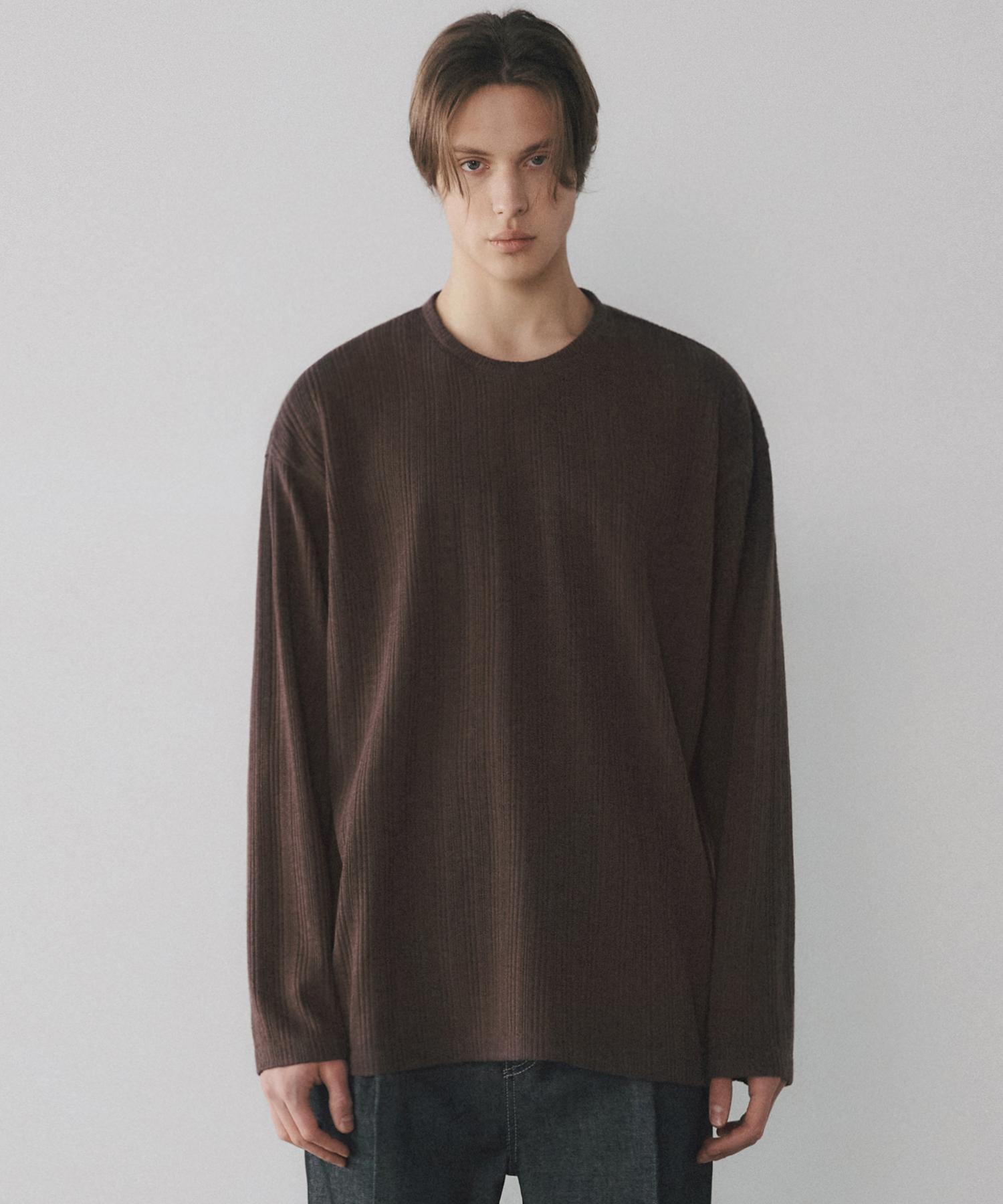 Rotember Ribbed Round T-Shirt [Brown] Brown/M