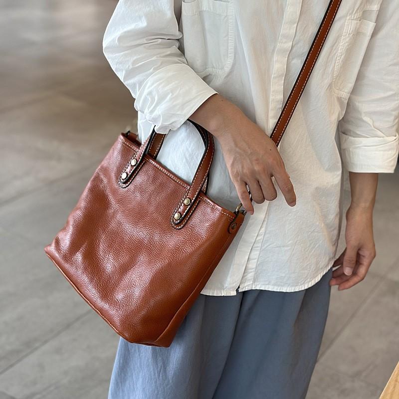 Johnature Leisure Large Capacity Handbag Retro Simple Genuine Leather Shoulder Bags Commuting Versatile Women's Bag