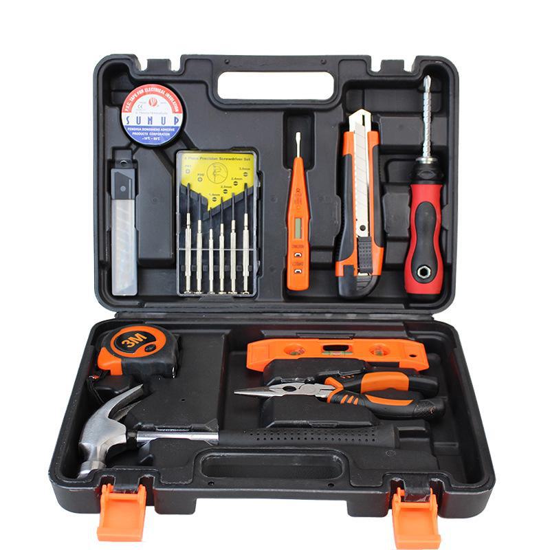 Household Hardware Tool Set: Electric & Impact Drill Combo with Toolbox for Vehicle Repair