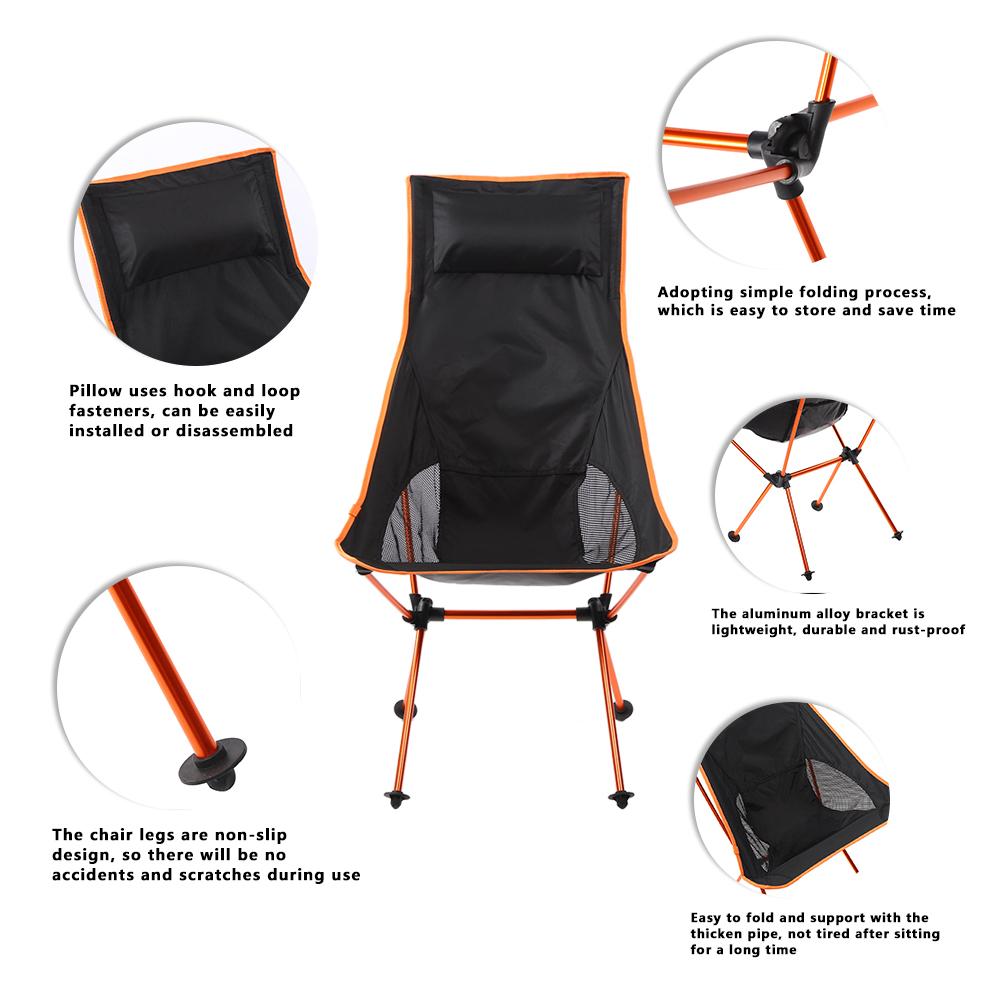 Foldable Chair 7075 Aluminum Alloy Moon Seat with Pillow for Beach Hiking Fishing Picnic Outdoor