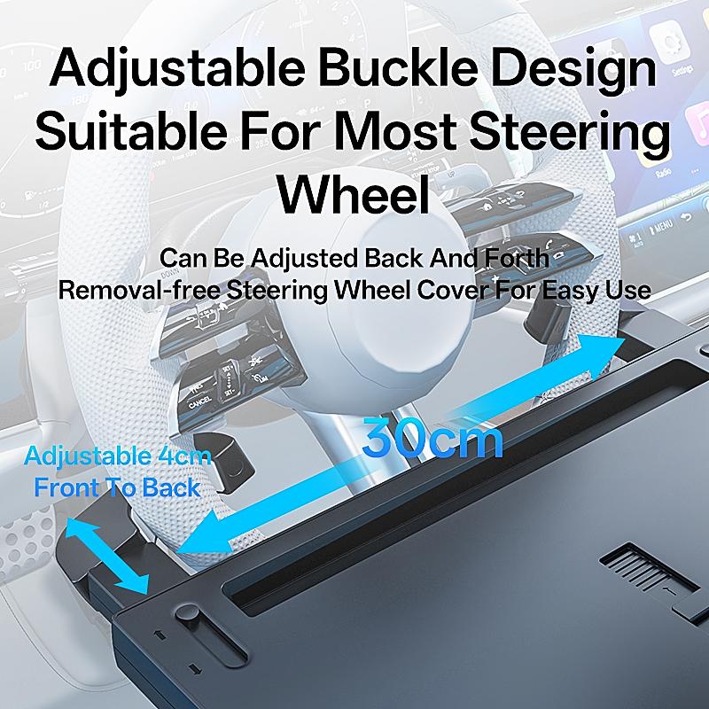 Car Steering Wheel Tray Table Folding Laptop Desk Adjustable Food Desk Water Cup Computer Bracket Phone Mount Auto Accessories