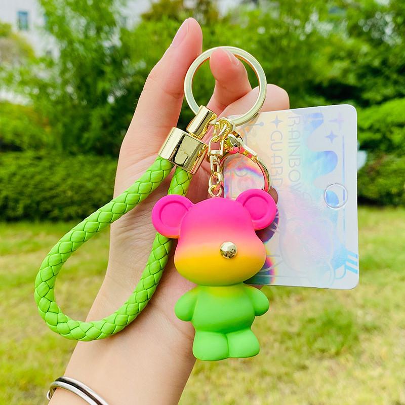 Bear Rainbow Rabbit Toy Keychain Alloy Material School Bag Pendant Decoration