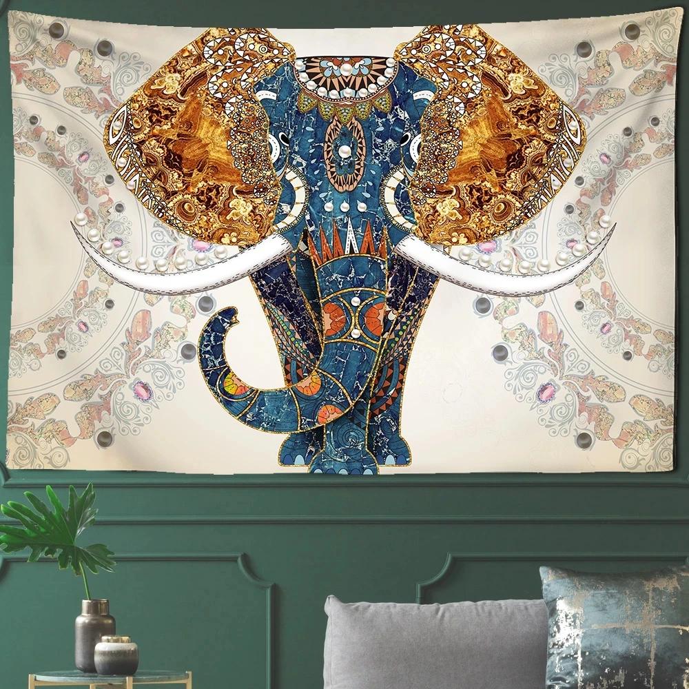 India Mandala Tapestry Elephant Buddha Aesthetic Wall Hanging Print Boho Decor Vintage Ation Psychedelic Home  Room