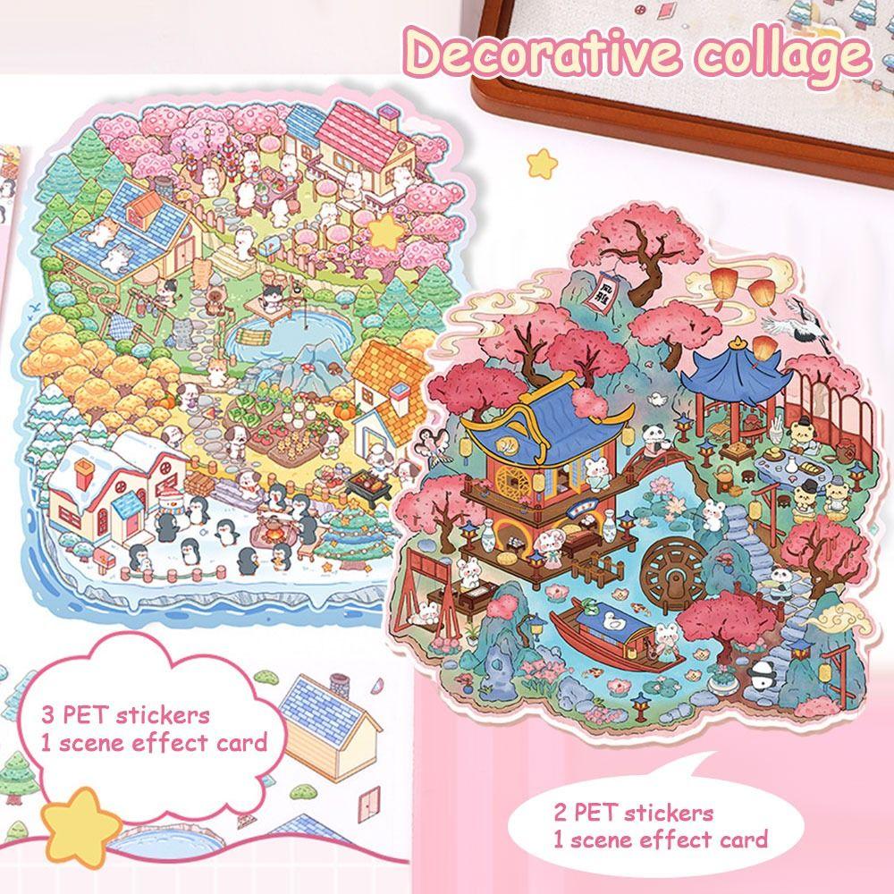 3D Miniature Scene 3D Stickers DIY Visual Stacking Sticker Gifts Hand Account Stickers