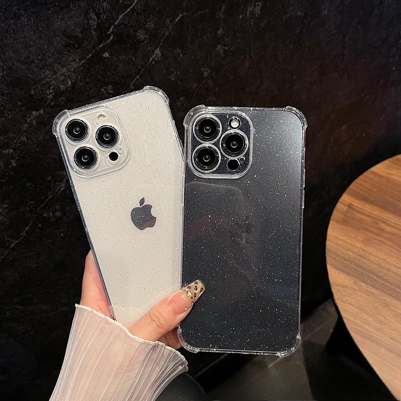 Aplicabil Pentru Apple 16 IPhone 15 ProMax14 Husă Simplă Transparentă cu Sclipici TPU Anti-cădere Husă de Protecție pentru Telefon Mobil