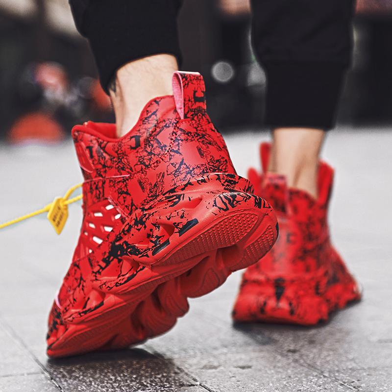 Autumn/Winter Men's Non-Slip Ultra Light Outdoor Sports Basketball Shoes Graffiti Men's Sports Shoes