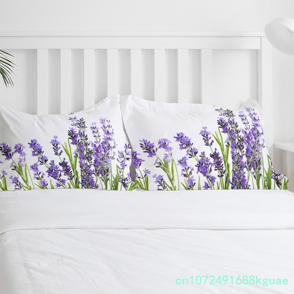 Purple Flower Lavender White Duvet Cover With Pillow Case Custom 3pcs Bedding Set Quilt Cover Double Bed Home Textile