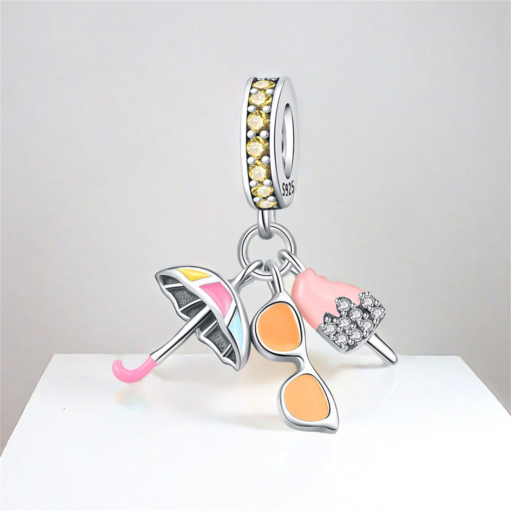 New Copper Sunshade Sunglasses Ice Cream Summer Pendant Bead Compatible With Authentic Charm Bead Charms Bracelets Jewerly Accessories Gifts