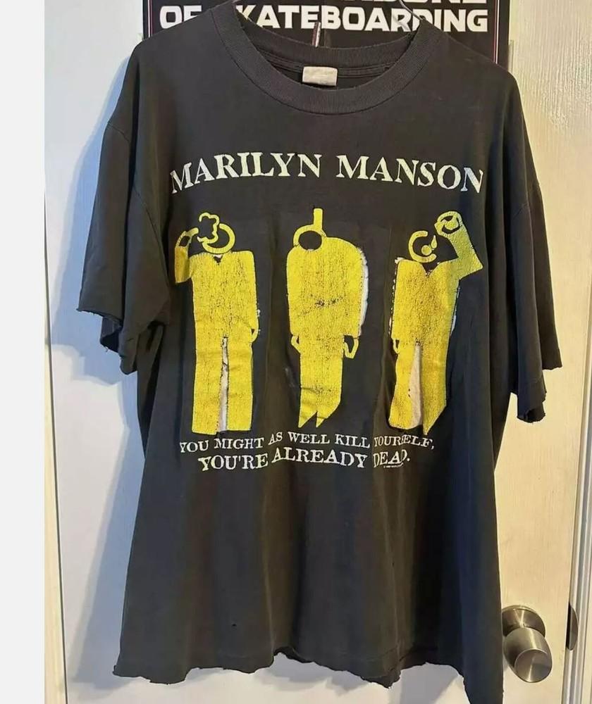 

Винтажная футболка группы Marilyn Manson 1996 года, подарок для фаната, черная футболка унисекс M