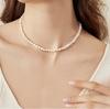 Wholesale Baroque Freshwater Pearl Necklace OT Buckle Basic Delicate Necklace French