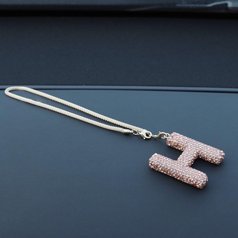 Rhinestone Ceramic Cross Pendant for Car Mirror Decor