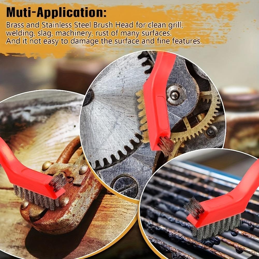 3-piece Stainless Steel Brush Set, Brass Cleaning Brush, Polishing and Rust Removal Brush, Metal Filament and Burr Removal Tools for Home Use