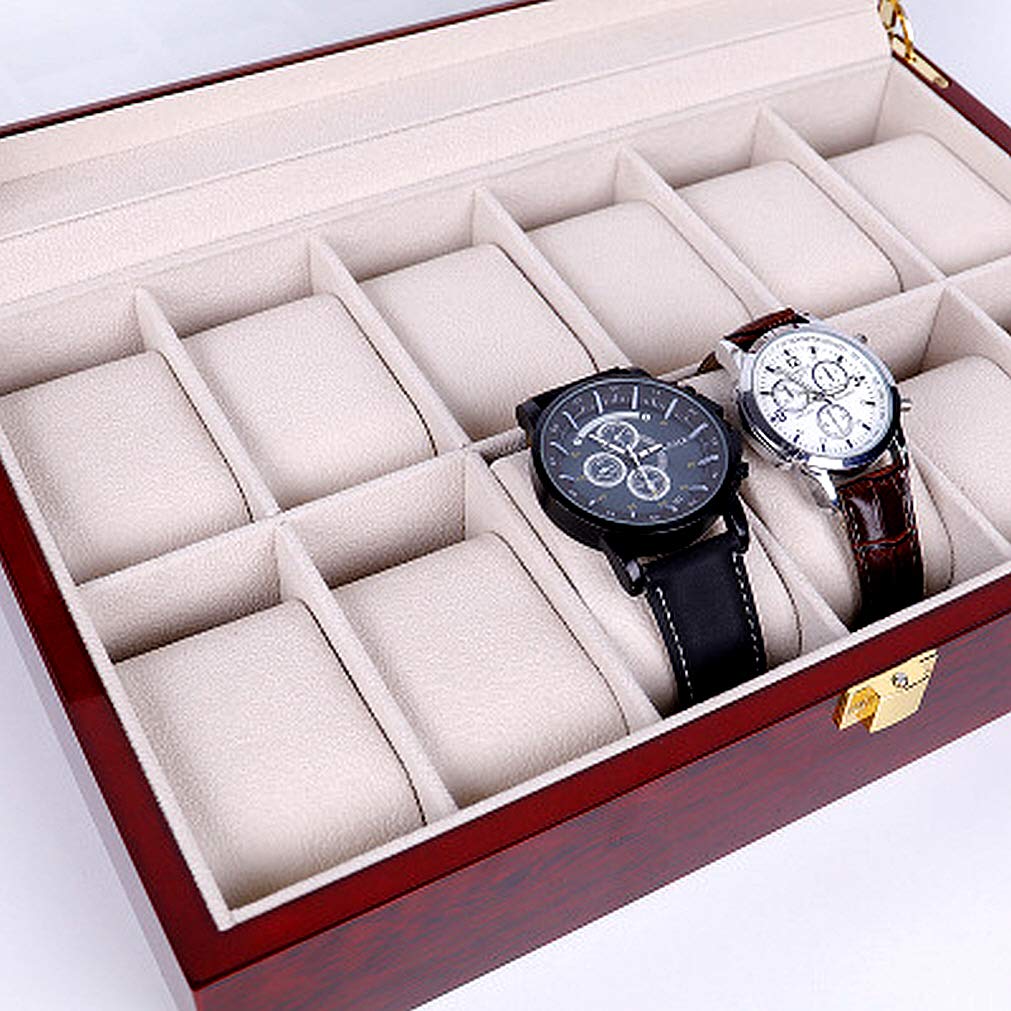 Luxurious Wooden Watch Storage Box for 12 Collection Display 12 Watches, Case, (Holds Watches)