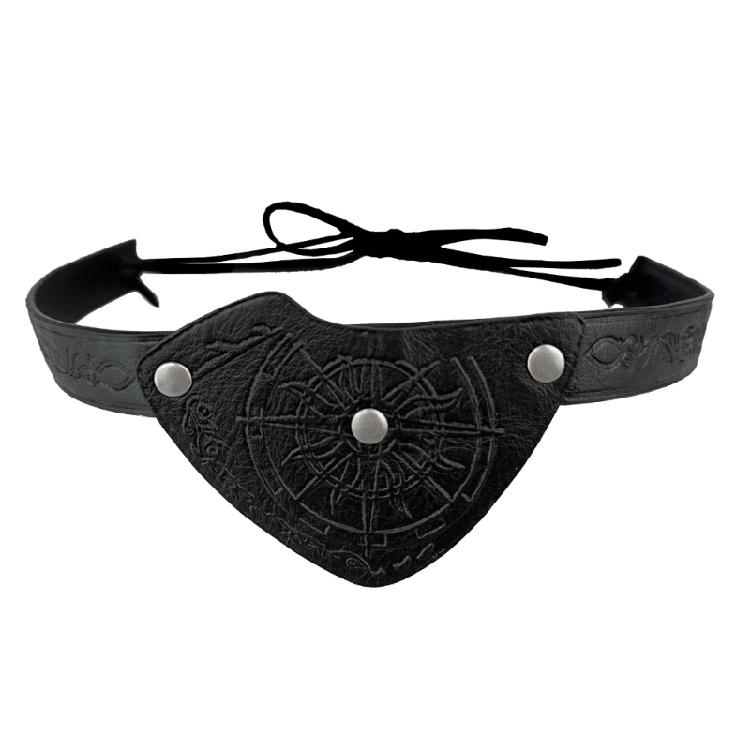 Medieval Leather Eye Patches Vintage Embossed Eye Covers Halloween Medieval Eyewear Accessory for Men LARP Role Playing