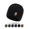 Solid Color Casual Fleece-Lined Thickened Warm Knit Hat for Men, Ear-Protecting Cold-Resistant Beanie