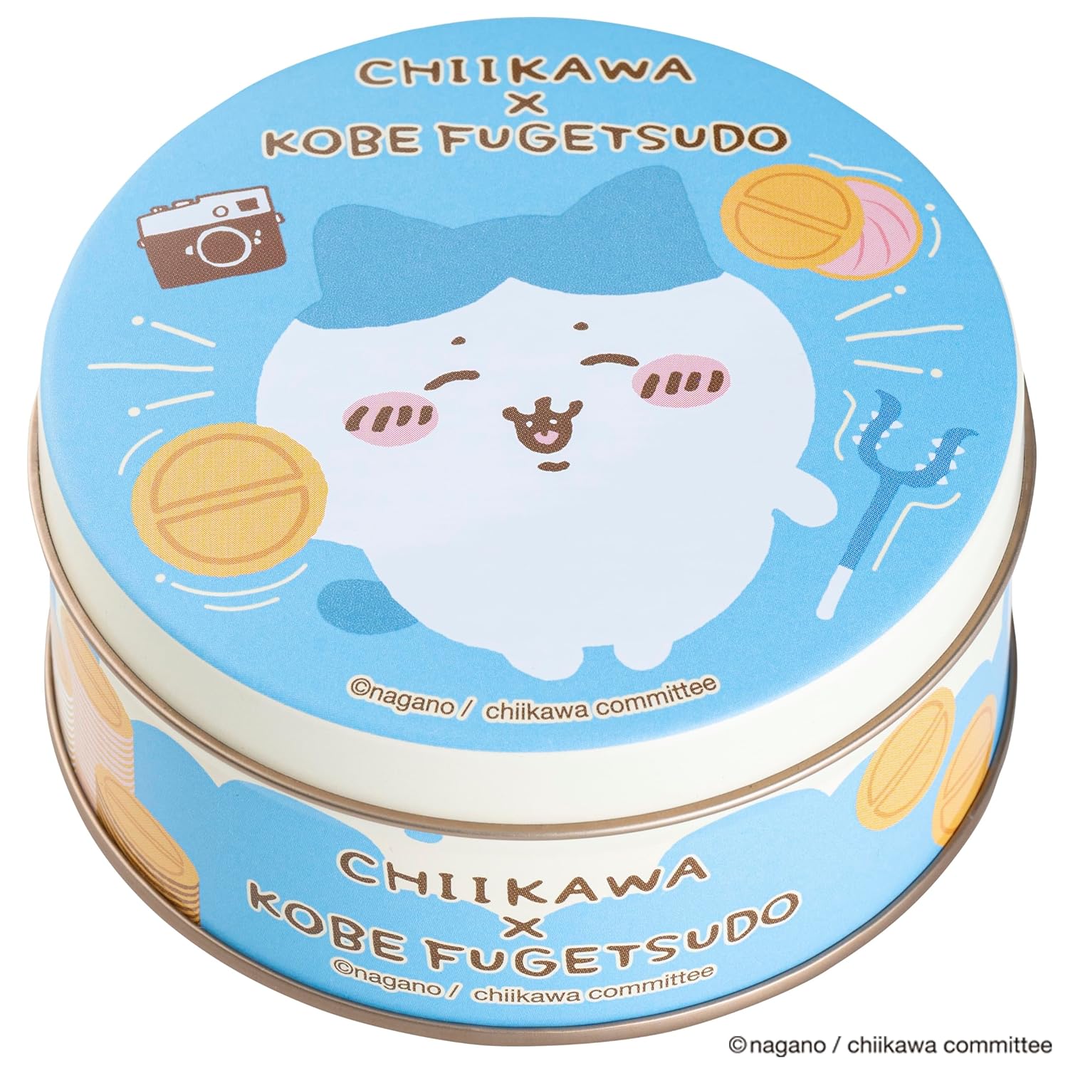 Kobe Fugetsudo Chiikawa Mini Gaufre Cookies Tin Hachiware 6 pieces (Vanilla Strawberry flavor Chocolate 3 x 2 bags)