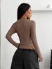 2026 Women's Slim V-Neck Ribbed Knit Sweater - Long-Sleeved Autumn/Winter Top