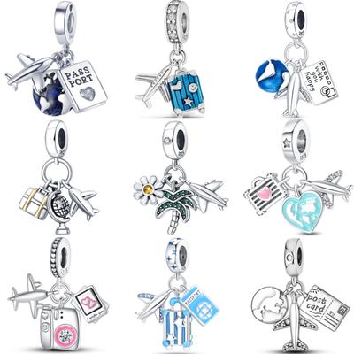 Hot S925 Sterling Silver Travel Aircraft Series Charms Beads Fit Original  Bracelets SS925 DIY Jewelry Anniversary Gifts