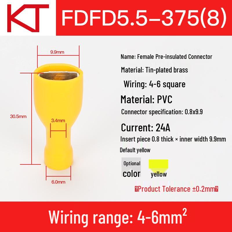 KT Keshitong Fully Insulated Male Crimp Terminals FDFD5.5-187-250-375, Pack of 500