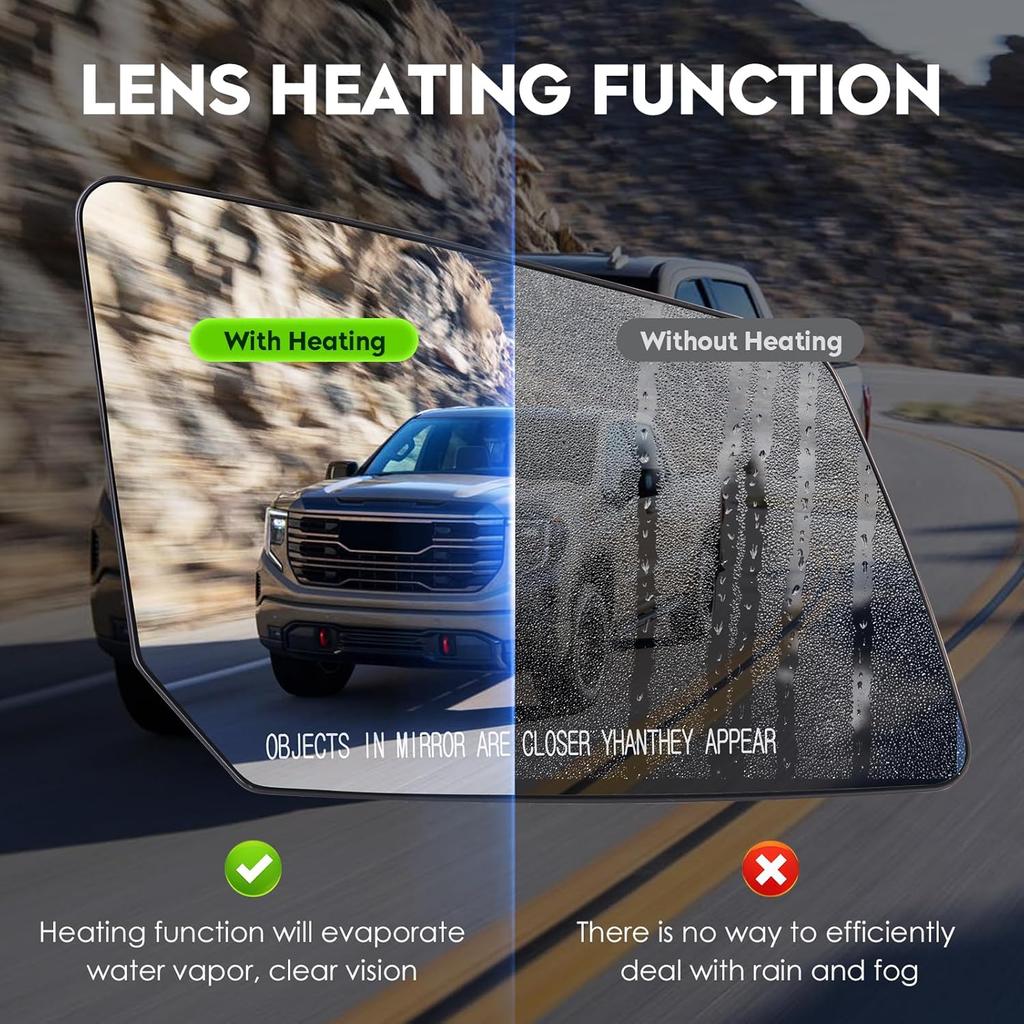 New Passenger Right Side Heated Mirror Compatible With GMC Acadia Chevy Traverse Saturn Outlook Replacement For 15951928, 25990004, 30223, 80223,