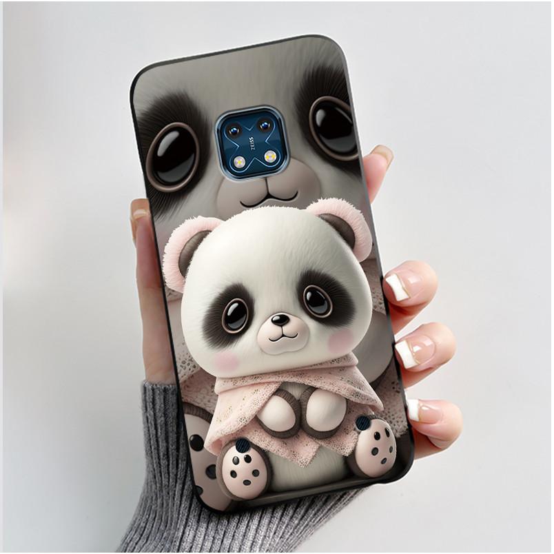 Jelly Color Simple Black Case For Nokia XR20 Popular Little Girl Viral Lucky Pattern Shell With Shockproof Bumper Soft Cover