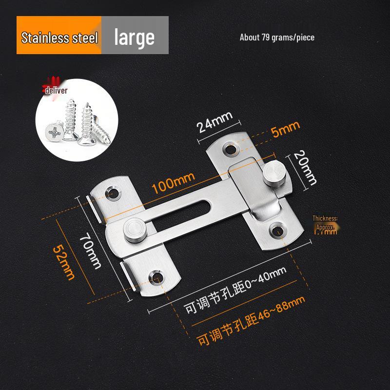 Black Stainless Steel Anti-Theft Sliding Door Lock Latch for Wooden Doors