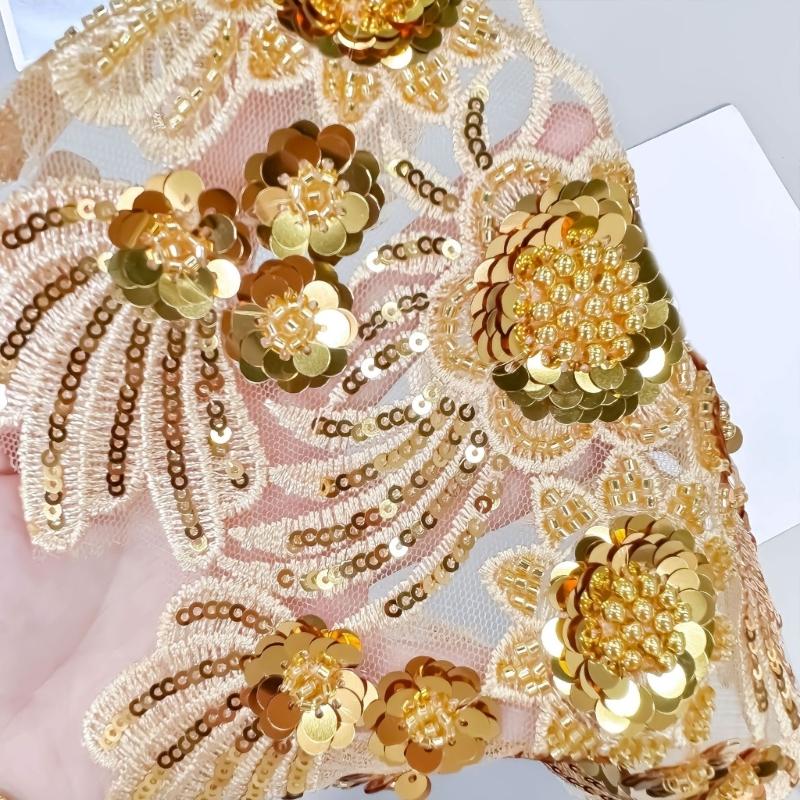 Unique Gold Embroidery Collar Appliques Sequined Collar Corsage For Women Various Clothes Decorative Removable Collar